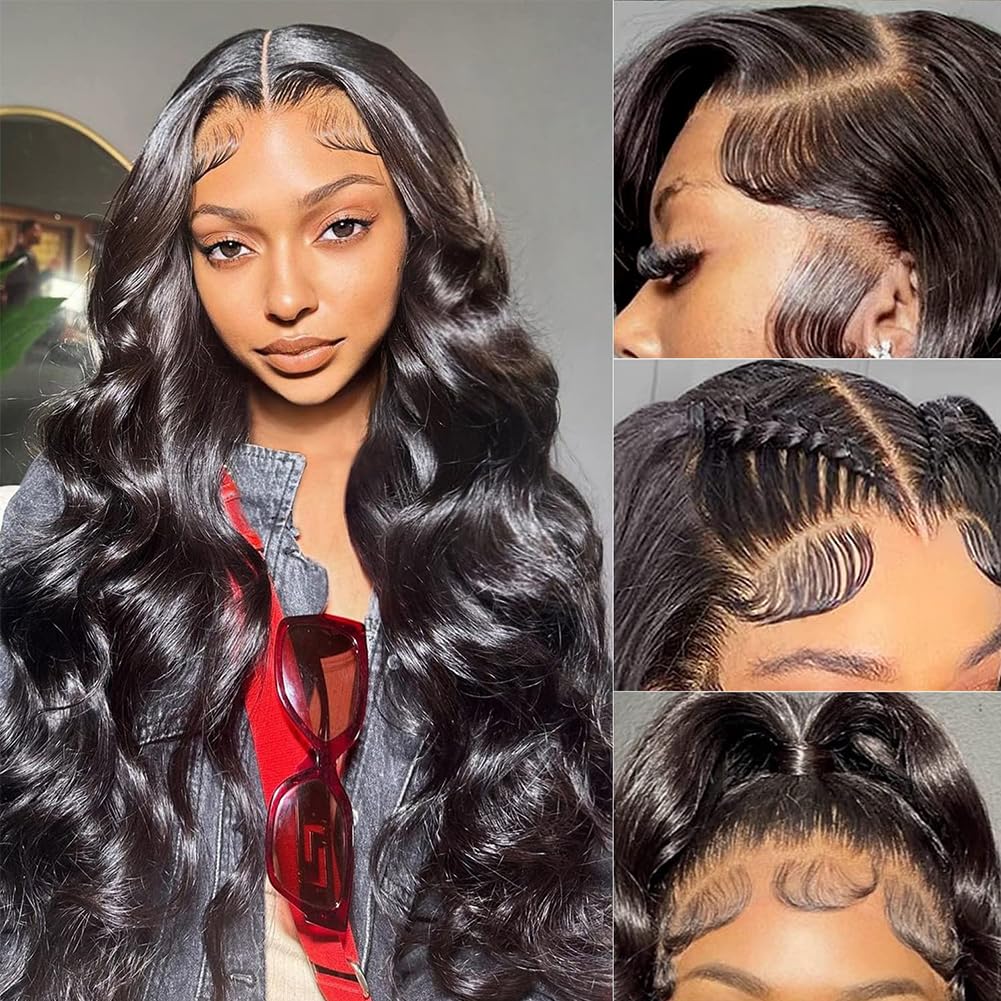 Yamikk 22 Inch Body Wave Lace Front Wigs Human Hair Pre Plucked Natural Hairline 13X6 HD Lace Frontal Human Hair Wigs For Women 180 Density