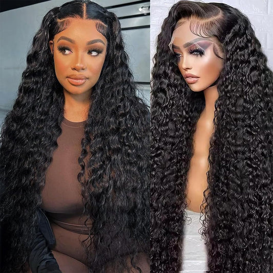 Tyiu 22 Inch Deep Wave Lace Front Wigs Human Hair Wigs for Women 13x6 Deep Curly Lace Frontal Wigs Human Hair 250 Density HD Lace Front Wigs Human Hair Pre Plucked with Baby Hair