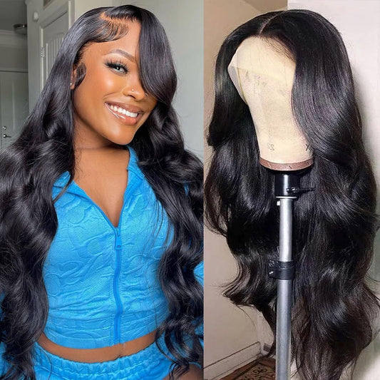 Mecry 28 Inch Body Wave Lace Front Wigs Human Hair Pre Plucked 180 Density 13x4 HD Transparent Frontal Glueless Wigs Human Hair with Baby Hair Natural Hairline Virgin Human Hair Wigs for Women